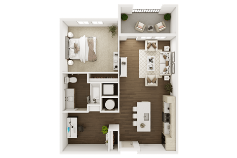 Floor plan for 1 bed, 1 bath, 841 sqft